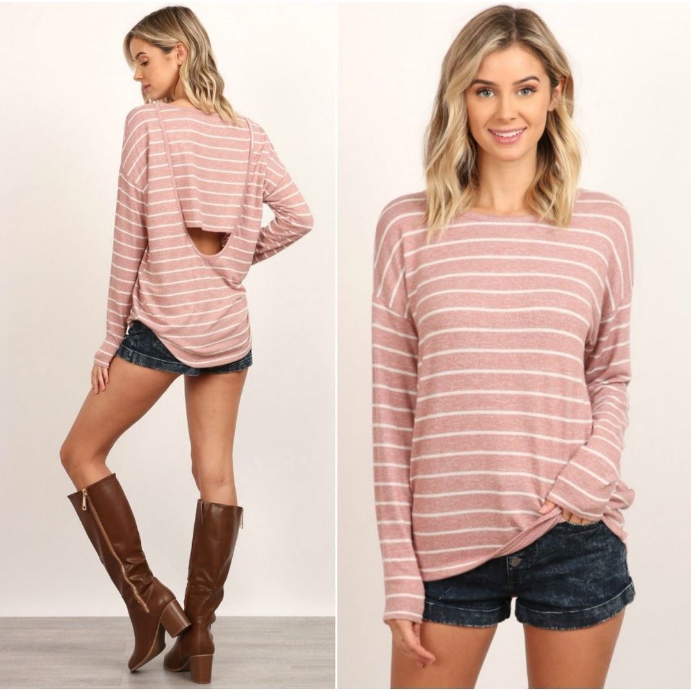 Pink & White Open Back Hi/Lo Top
